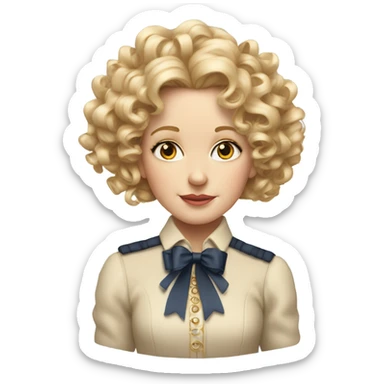 Nellie Olsen with blonde curls with ribbons very detailed and realistic sticker