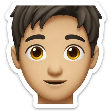 young dark-haired boy in hiding brown eyes sticker
