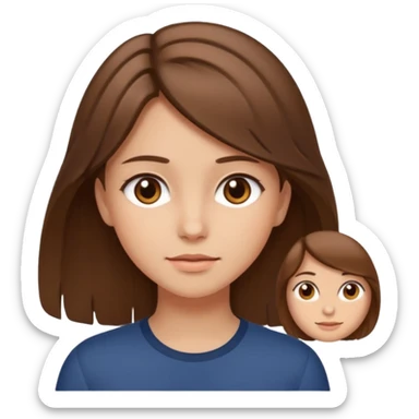 Fille brune raison au milieu cheveux un peu long et yeux marron et peau beige  sticker