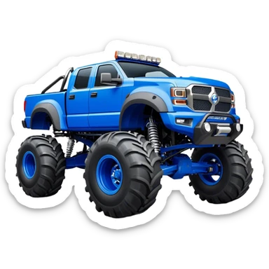 Bigfoot - Bigfoot 4x4 (Model Year: 2022) (Iconic colour: Blue) - An oversized, rugged monster truck with bold, aggressive lines painted in a striking blue. Focus on massive, rugged tires and a muscular chassis that exudes raw power and an urban legend feel. sticker