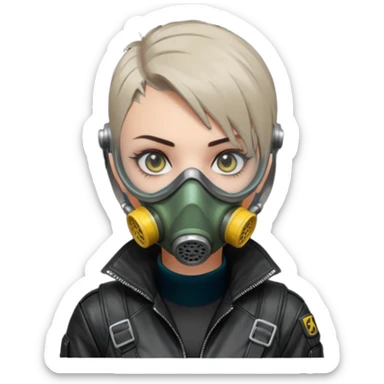 cyberpunk gasmask girl programmer buzzcut sticker