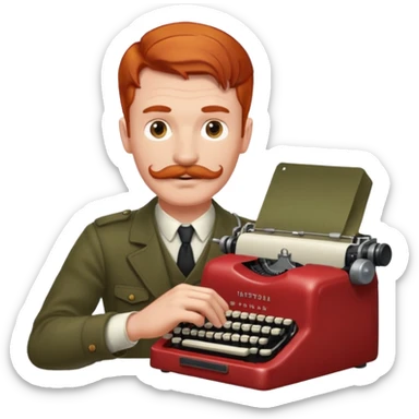 moustache redhead man with vintage typewriter sticker