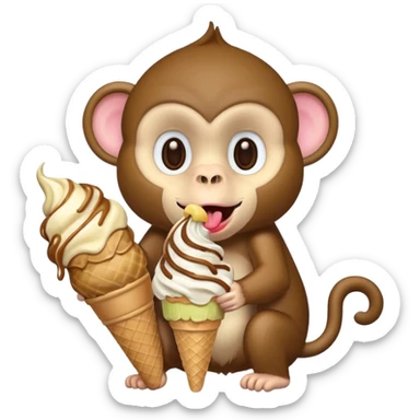 a monkey with an ice cream cone coming out of its mouth sticker