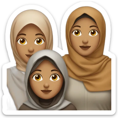 family of four, medium brown skin, dark hair, mom with hijab sticker