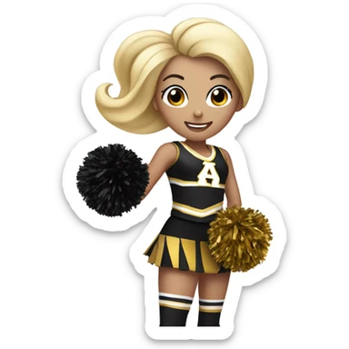 White emoji black and gold cheerleader sticker