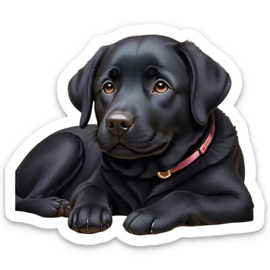 Meme-Worthy Cute Sleeping Black Labrador Portrait Emoji, Head resting peacefully with a contented smile, showcasing a delightfully robust build and a luxuriously soft black Fur, eyes shut in a serene nap, Simplified yet hilariously adorable features, highly detailed, glowing with a soft, drowsy light, high shine, relaxed and utterly lovable, stylized with an air of playful laziness, bright and heartwarming, soft glowing outline, capturing the essence of a comically sleepy companion, so meme-worthy it feels like it could instantly become the next viral sensation of adorable slumber! sticker