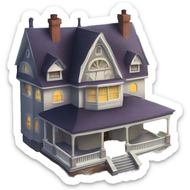 Haunted manor hotel with attached garage on the side  sticker