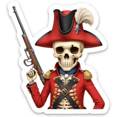 British redcoat skeleton soldier 1700s revolutionary war sticker