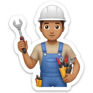 HVAC technician with tools action figure sticker