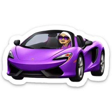 Latin girl with sunglasses sitting in a purple McLaren  sticker