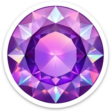 round cut purple fire opal with sharp facets and holographic iridescence sticker