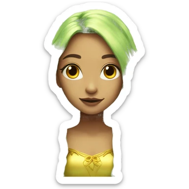 Beautiful, fairy, gold, yellow, green, long hair, big wings sticker