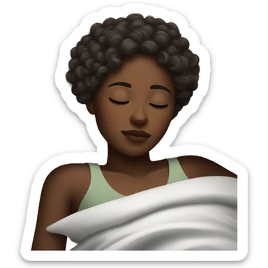 Woman sleeping with curly dark brown hair and dark skin sleeping sticker