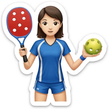 Brunette teen playing pickleball  sticker