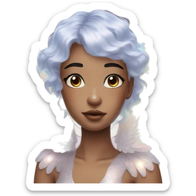 Holographic angel with huge wings glitter freckles ethereal sticker