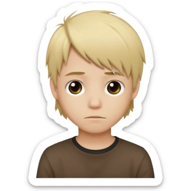 boy with blonde hair emo and brown shirt sticker