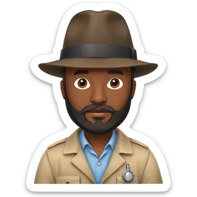 Nhà khảo cổ, 50 tuổi, da đen, mũ phớt, có râu sticker