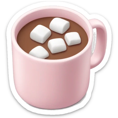 Light Pink mug of hot chocolate with marshmallows  sticker