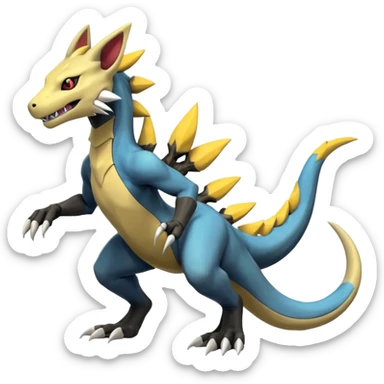 Salandit-Marowak-Manectric-Zeraora-Fakémon-hybrid-creature (full body)  sticker
