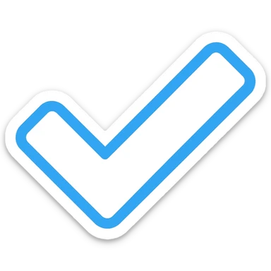 Change the checkmark to white while keeping the blue outline in a simple modern color outline style with no background. sticker