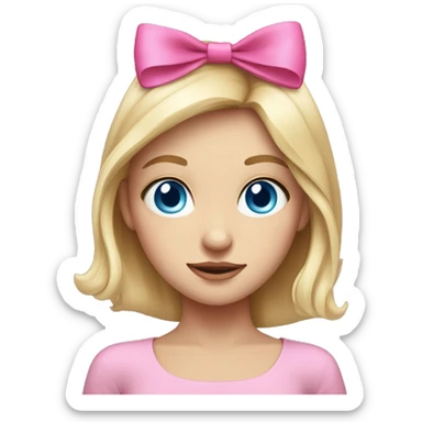 blondie girl with blue eyes and a pink bow on the head sticker