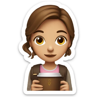 Girly girl with brown hair holding a bible and coffee sticker