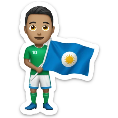 footballer holds an uzbek flag  sticker
