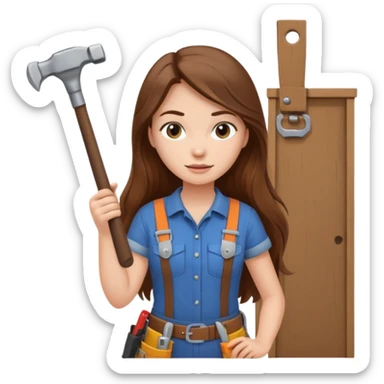 beautiful girl with long brown hair constructing new bedroom sticker