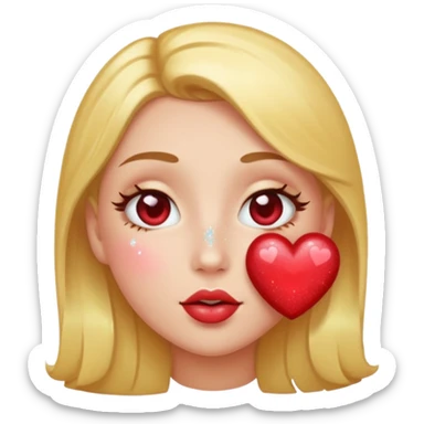 kissy face heart love sparkle sticker