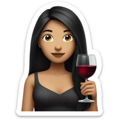 girl with black hair drinking wine sticker