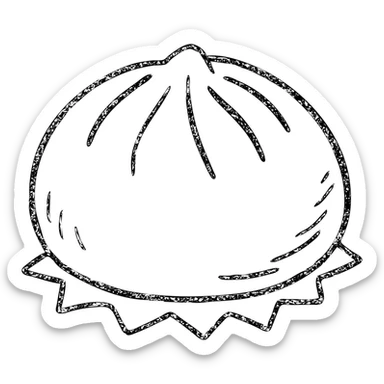 outlined icon of a banh bao (Vietnamese steamed bun), no fill, hand-drawn look sticker