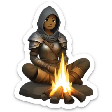 dark souls woman sitting by campfire sticker