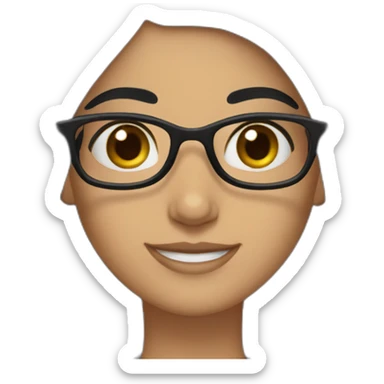 Arabe girl With glasses long black straight hair thick eyebrow smile sticker