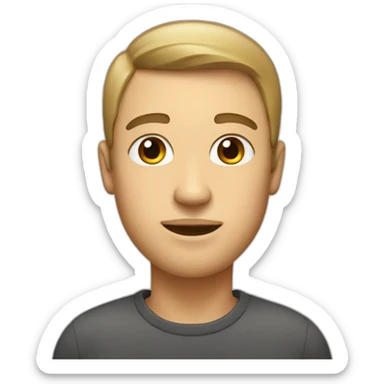 A guy with an oval head, short hair and plump lips sticker