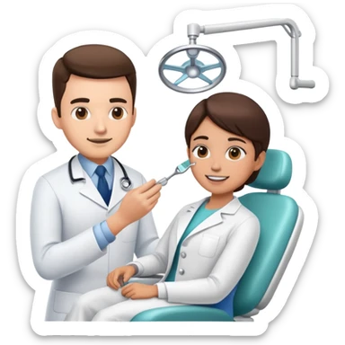 dentist with patient in chair sticker