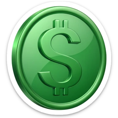 Cashapp emoji, a green dollar symbol with white background, no faces sticker