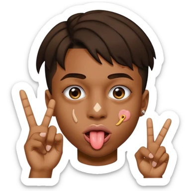 tongue sticking out with playboy carti hand sign by its eye￼ sticker