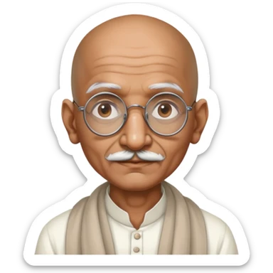 Mahatma Gandhi, Indian freedom fighter with round glasses and bald head sticker