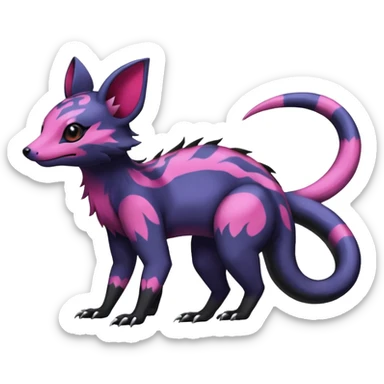 Rare epic aesthetic colorful Salandit-Noibat-Eevee-Civet-species-Fakemon-hybrid-creature, with markings, full body sticker