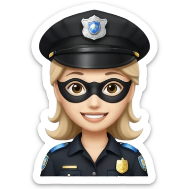 thief with police hat, thief mask, thief black dress. sticker