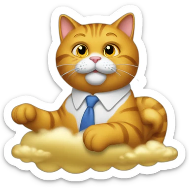 garfield cat secretary sitting on top of the gold cloud sticker