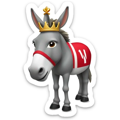 Donkey wearing arsenal jersey, with a crown sticker