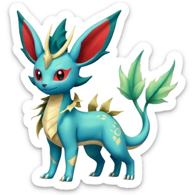 Salandit-Leafeon-Vaporeon-Salamence-hybrid-fusion (full body) sticker