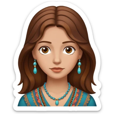 Bohemian woman with brown hair sticker
