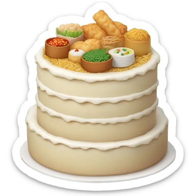 Cake made out of Chinese food sticker