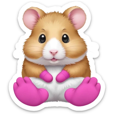 hamster with pink socks on his feets sticker