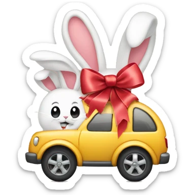 ribbon on bunny with carro sticker