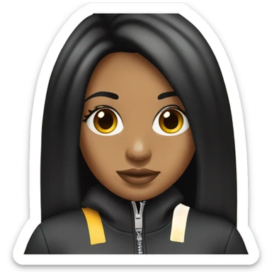 Tanned woman with long black hair, dressed in y2k  hair, makeup, and juicy couture tracksuit attire sticker