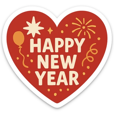 New year heart, remove background sticker