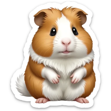 cinematic-[guinea pig]-realistic-full-body-sitting-emoji,-tiny-paws-tucked-close,-head-tilted-dramatically,-fluffy-[solid white]-fur,-simplified-yet-realistic-focused-features,-highly-detailed,-glowing-with-an-almost-sarcastic-glow sticker